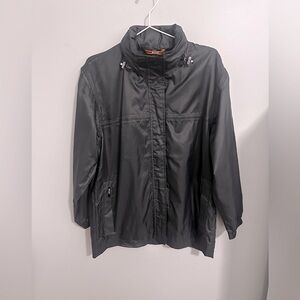 K Way Jacket Mens Medium Black 2000 Waterproof Stowaway Hood Outdoor